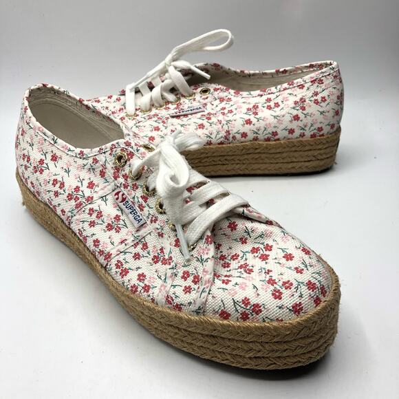 Superga  Floral Canvas Print Platform Espardrille Snearkers EU 40 / US 9 - Picture 10 of 11